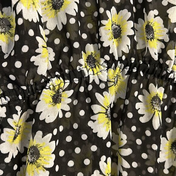 MIKEN SWIM Size Large Daisy Print Crochet Chiffon Kimono Tunic Swim Cover-Up - Picture 9 of 11